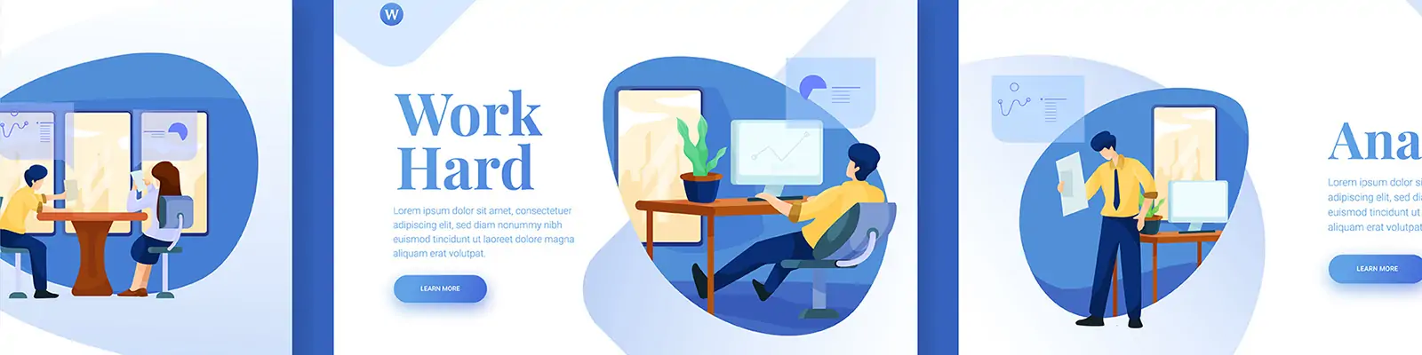 手绘商务卡通人物工作办公场景插图海报ai矢量设计素材模版llustration