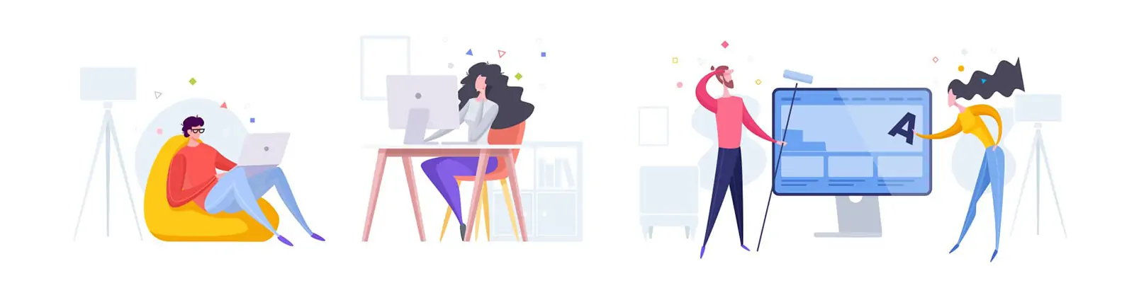 手绘商务卡通人物工作创业插图ai矢量设计素材模版llustration