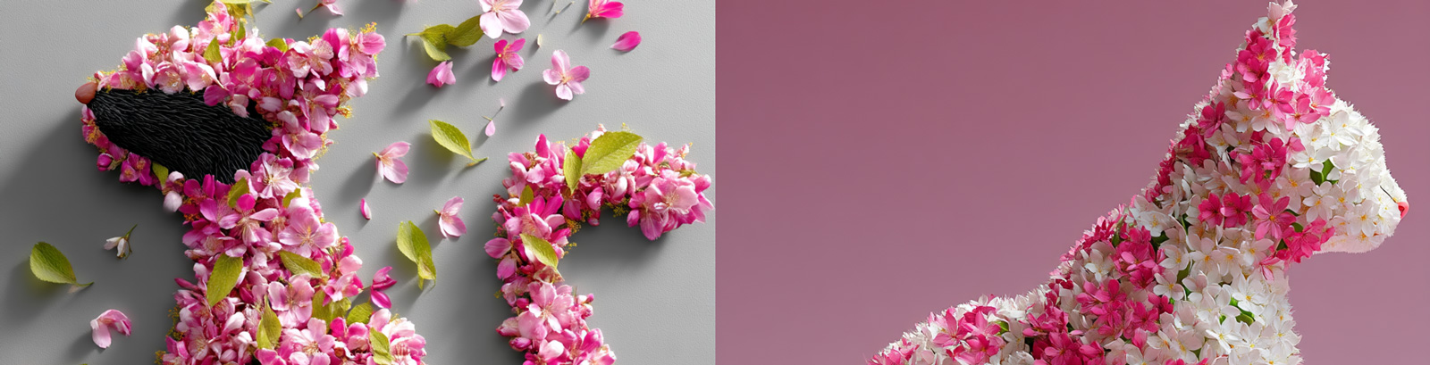 创意樱花鲜花动物猫咪造型摄影海报midjourney关键词咒语