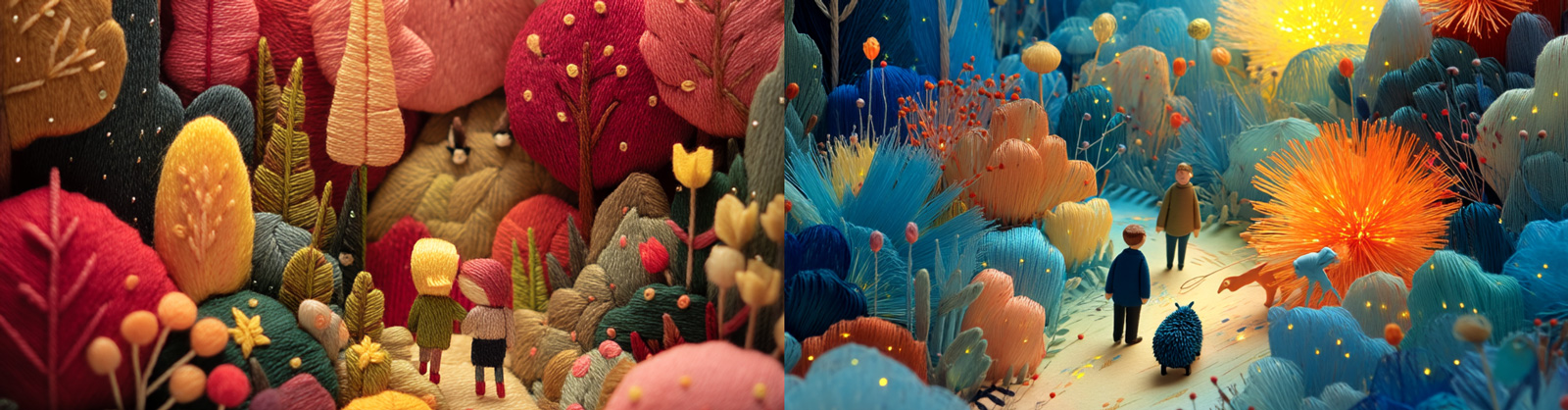 创意男孩刺猬闪闪发光宇宙森林场景针织毛线手工艺品图案海报midjourney风格种子关键词咒语