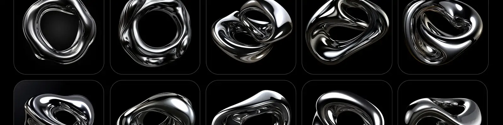 3D立体银色金属流动液体抽象艺术图形海报背景figma设计素材模版