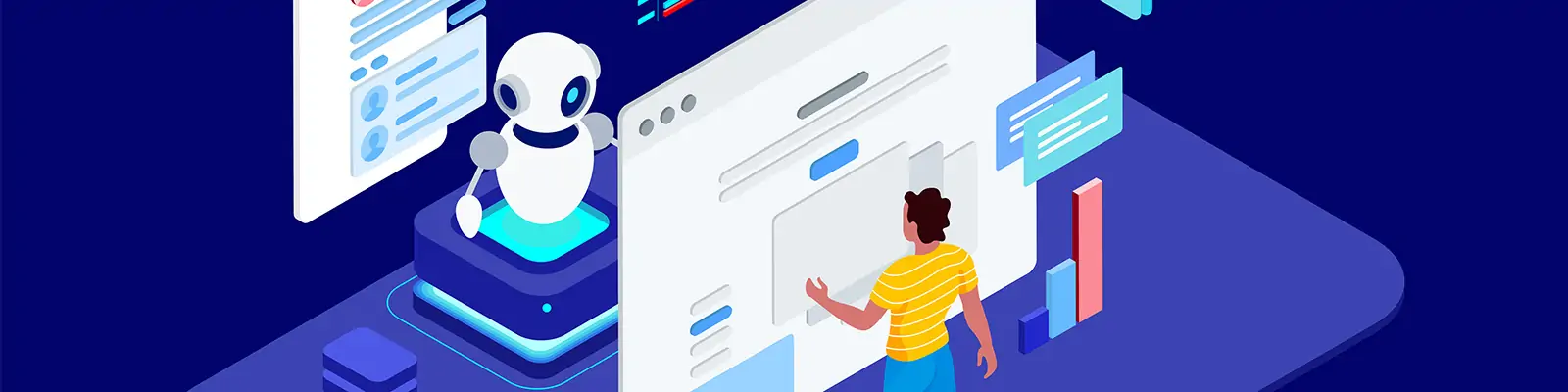 手绘AI人工智能科技生活等距插图ai矢量设计素材模版llustration