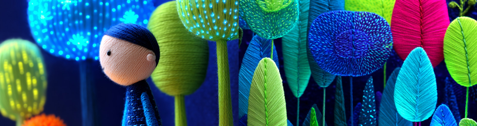 创意闪闪发光宇宙森林男孩刺猬场景针织刺绣儿童读物插图海报midjourney风格种子关键词咒语