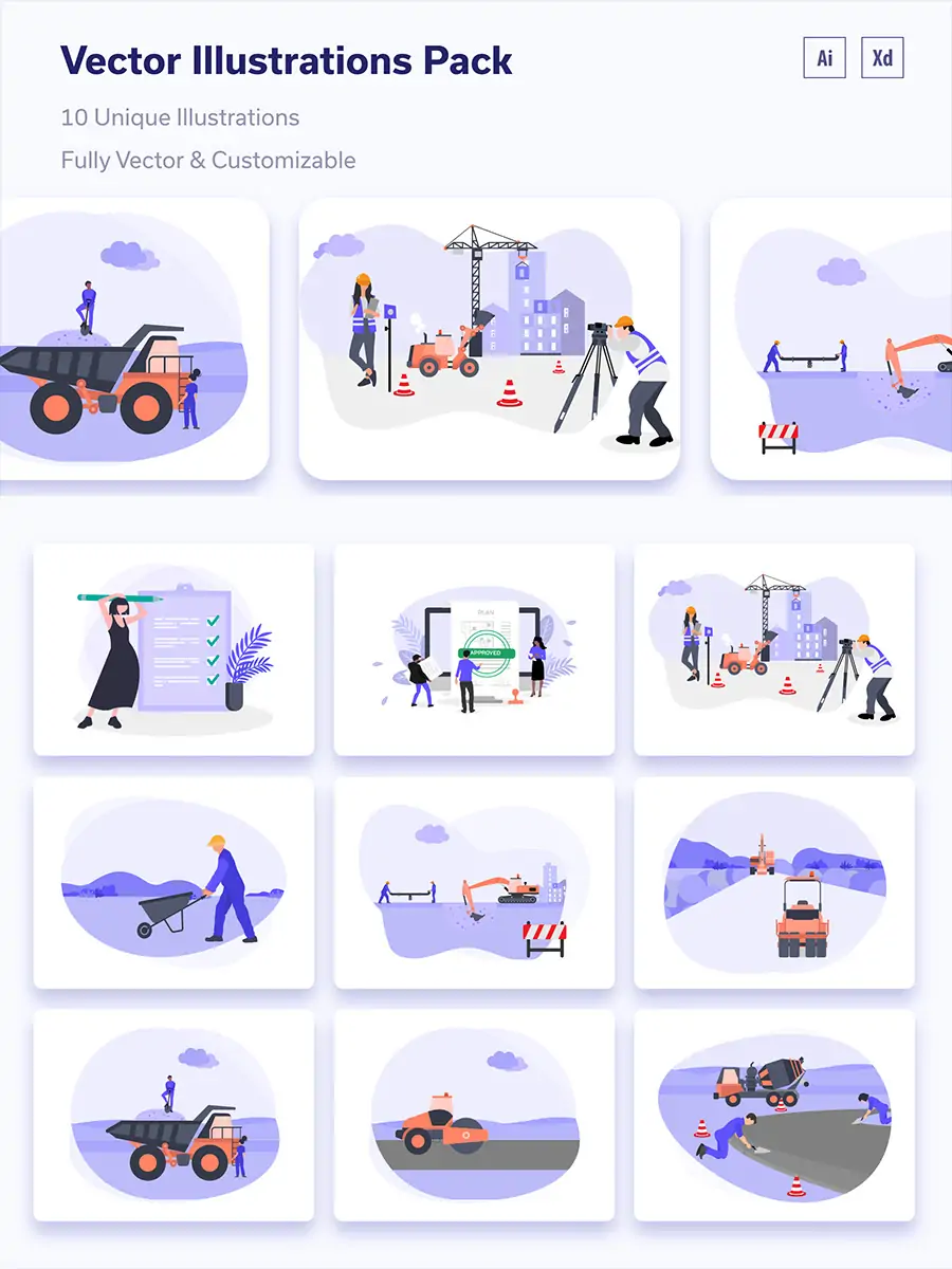 Midjourney - 手绘房地产开发建筑建设场景插图ai矢量设计素材模版llustration Illustrations矢量-Ai宇宙吧-