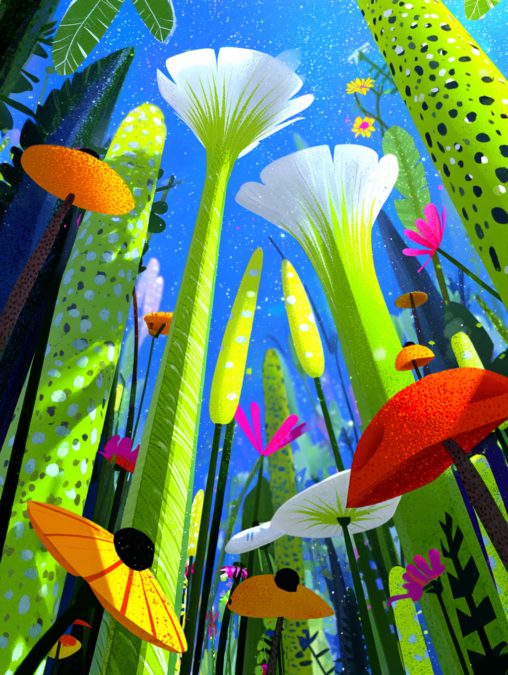 Midjourney - 创意梦幻花园鲜花植物空灵童话场景图案插图海报midjourney风格种子关键词咒语 场景-Ai宇宙吧-