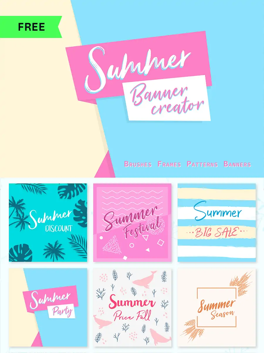 Midjourney - 手绘夏季Summer花纹无缝图案纹理插图海报背景ai矢量设计素材模版lllustration Illustrations矢量-Ai宇宙吧-