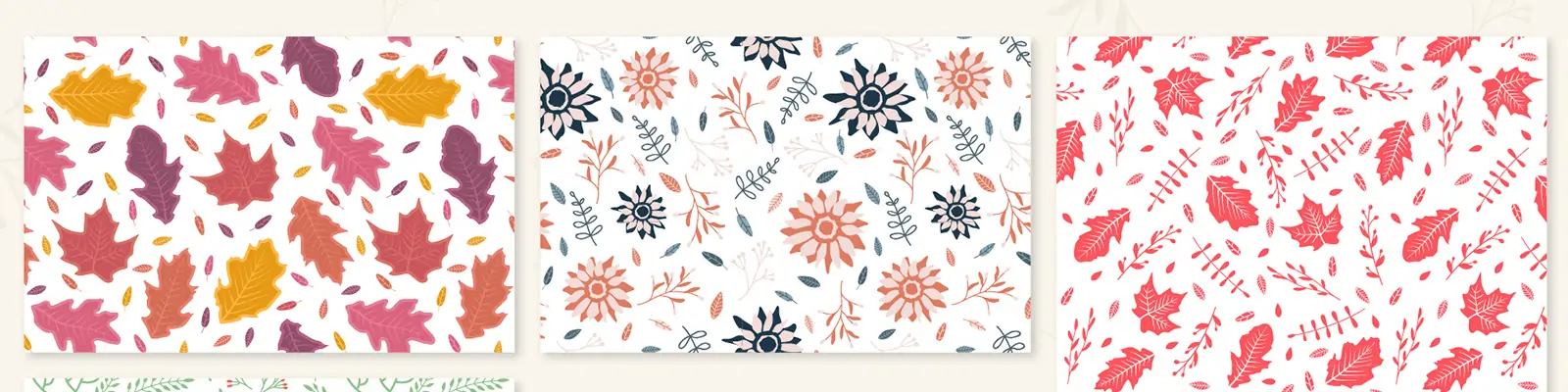 手绘秋季Autumn花纹无缝图案纹理插图海报背景ai矢量设计素材模版lllustration