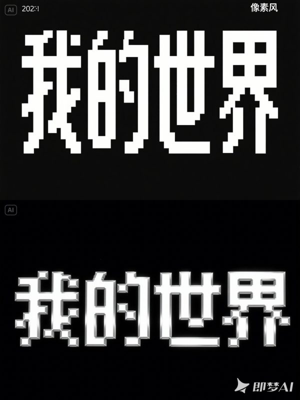 未来科技像素风黑底白字我的世界游戏海报字体设计素材-即梦ai关键词描述咒语-Ai宇宙吧-