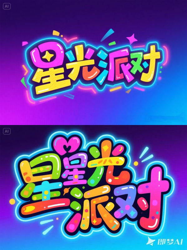 彩色可爱卡通儿童动画片街头涂鸦活动海报字体设计素材-即梦ai关键词描述咒语-Ai宇宙吧-