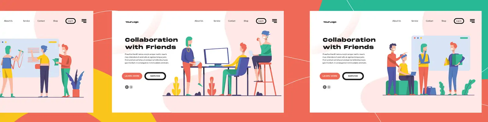 手绘商务卡通人物工作创业场景插图ai矢量设计素材模版llustration