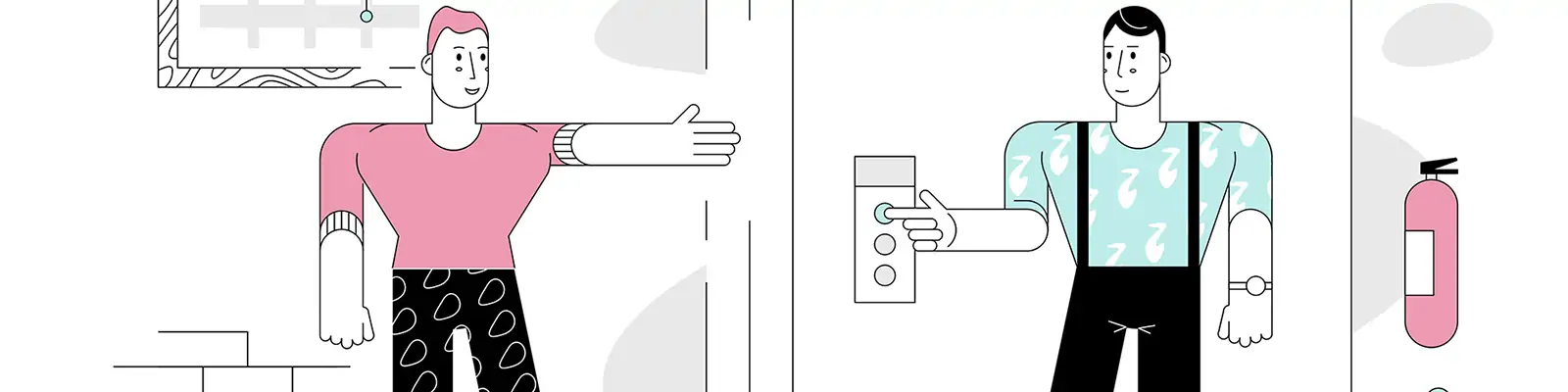 手绘简约线条卡通人物生活场景插图ai矢量设计素材模版llustration