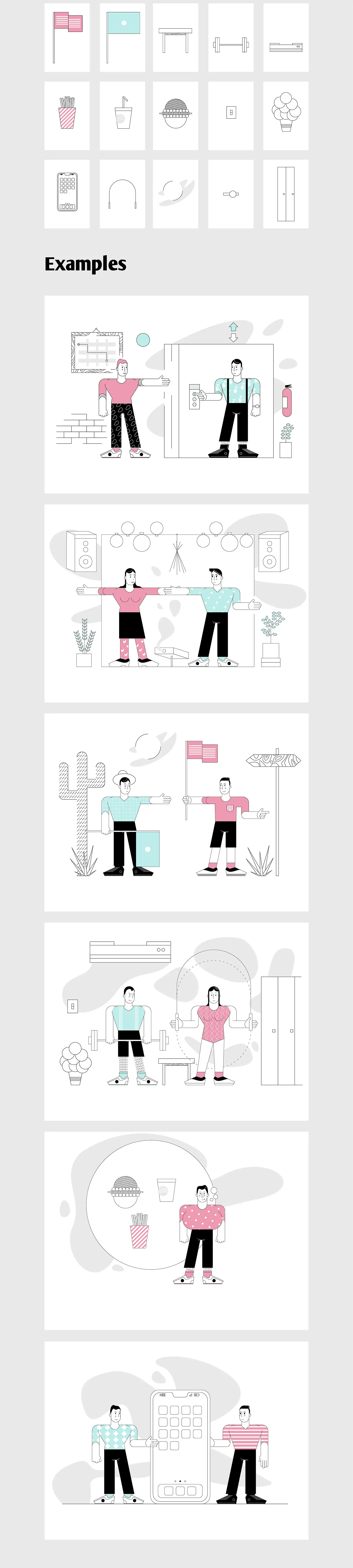 手绘简约线条卡通人物生活场景插图ai矢量设计素材模版llustration