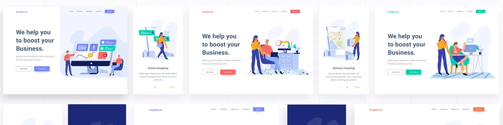 手绘商务卡通人物创业电商网站插图ai矢量设计素材模版llustration