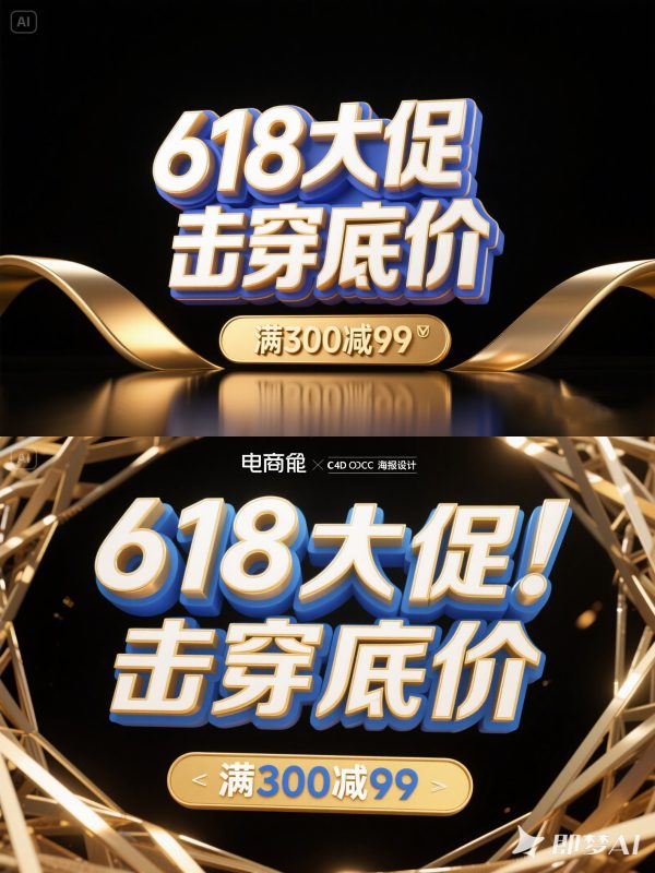 618狂欢双十一电商促销活动海报字体设计素材-即梦ai关键词描述咒语-Ai宇宙吧-