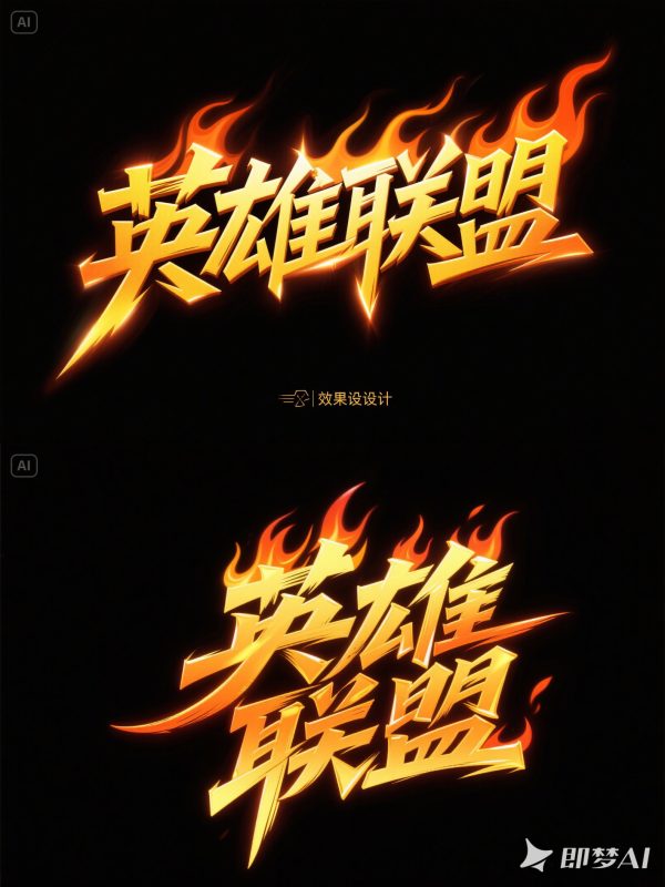 现代感火焰效果武侠短剧电影游戏海报字体设计素材-即梦ai关键词描述咒语-Ai宇宙吧-