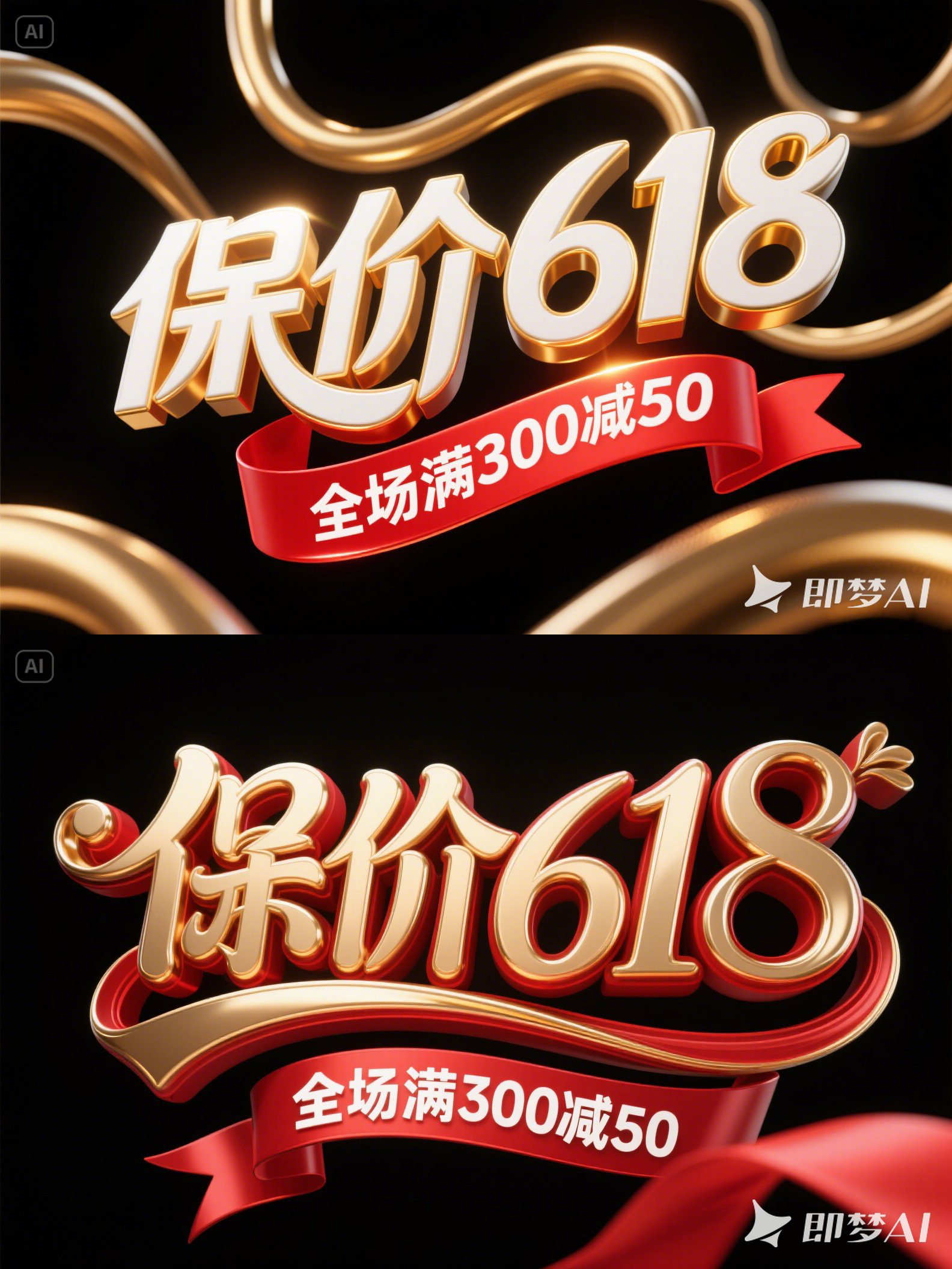 Midjourney - 3D立体618狂欢双十一电商促销活动海报字体设计素材-即梦ai关键词描述咒语 即梦Ai-Ai宇宙吧-