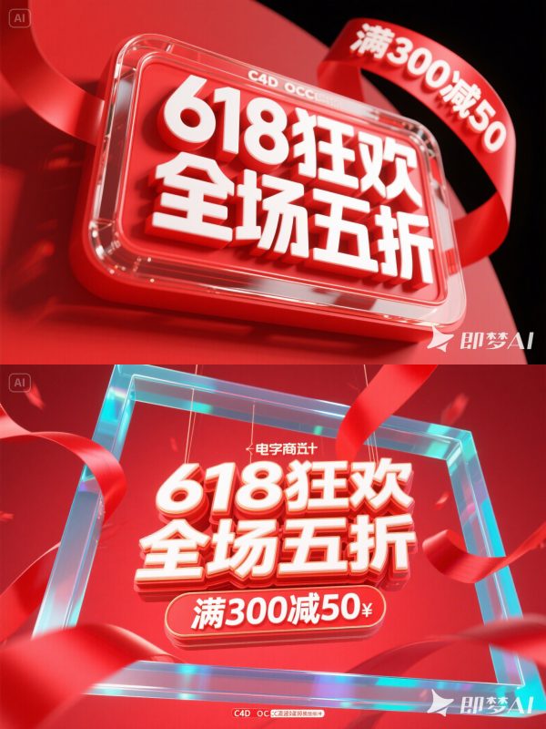 红色3D立体618狂欢双十一电商促销活动海报字体设计素材-即梦ai关键词描述咒语-Ai宇宙吧-