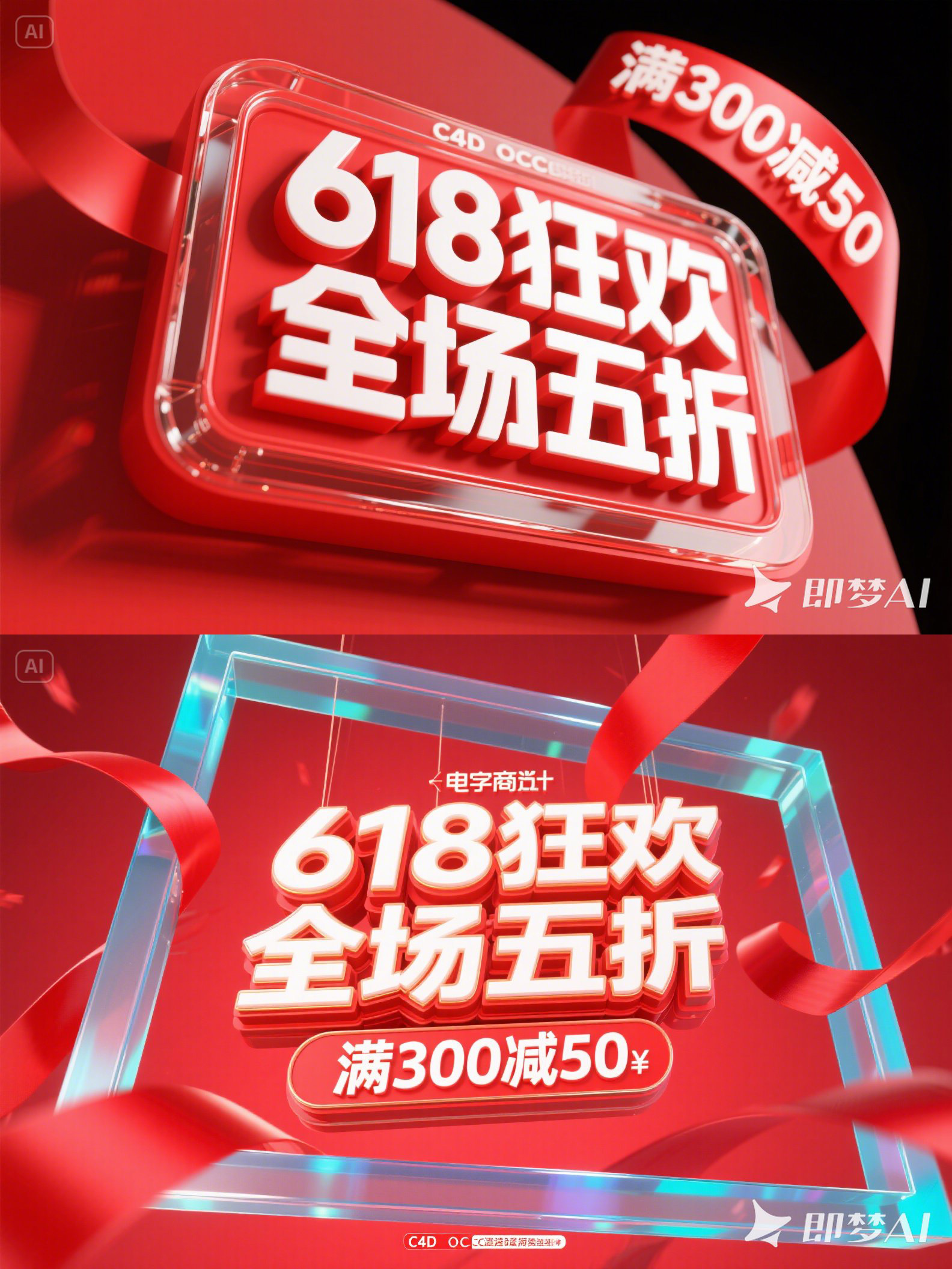 Midjourney - 红色3D立体618狂欢双十一电商促销活动海报字体设计素材-即梦ai关键词描述咒语 即梦Ai-Ai宇宙吧-