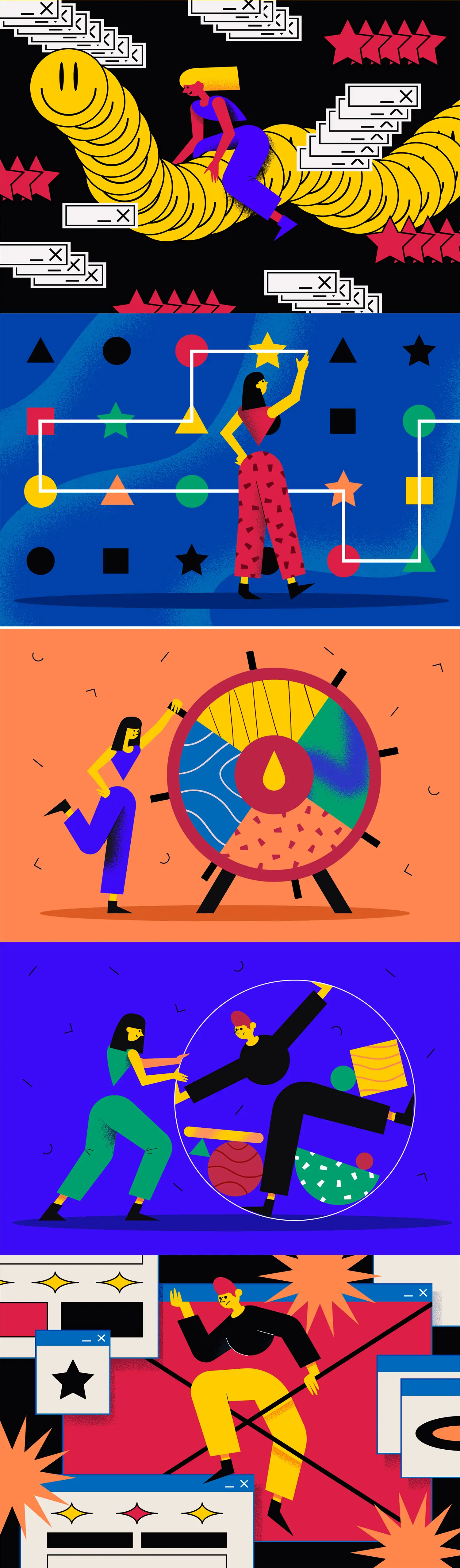 创意手绘卡通人物几何图形抽象艺术插图ai矢量设计素材Ilustration