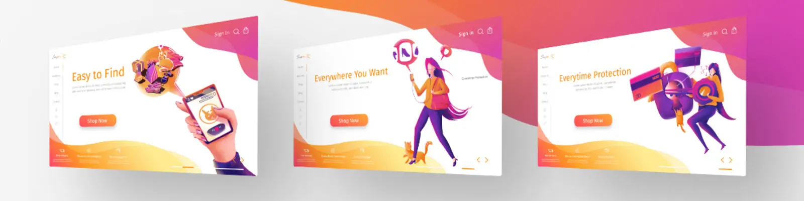 手绘卡通人物在线购物电商插图ai矢量设计素材Ilustration