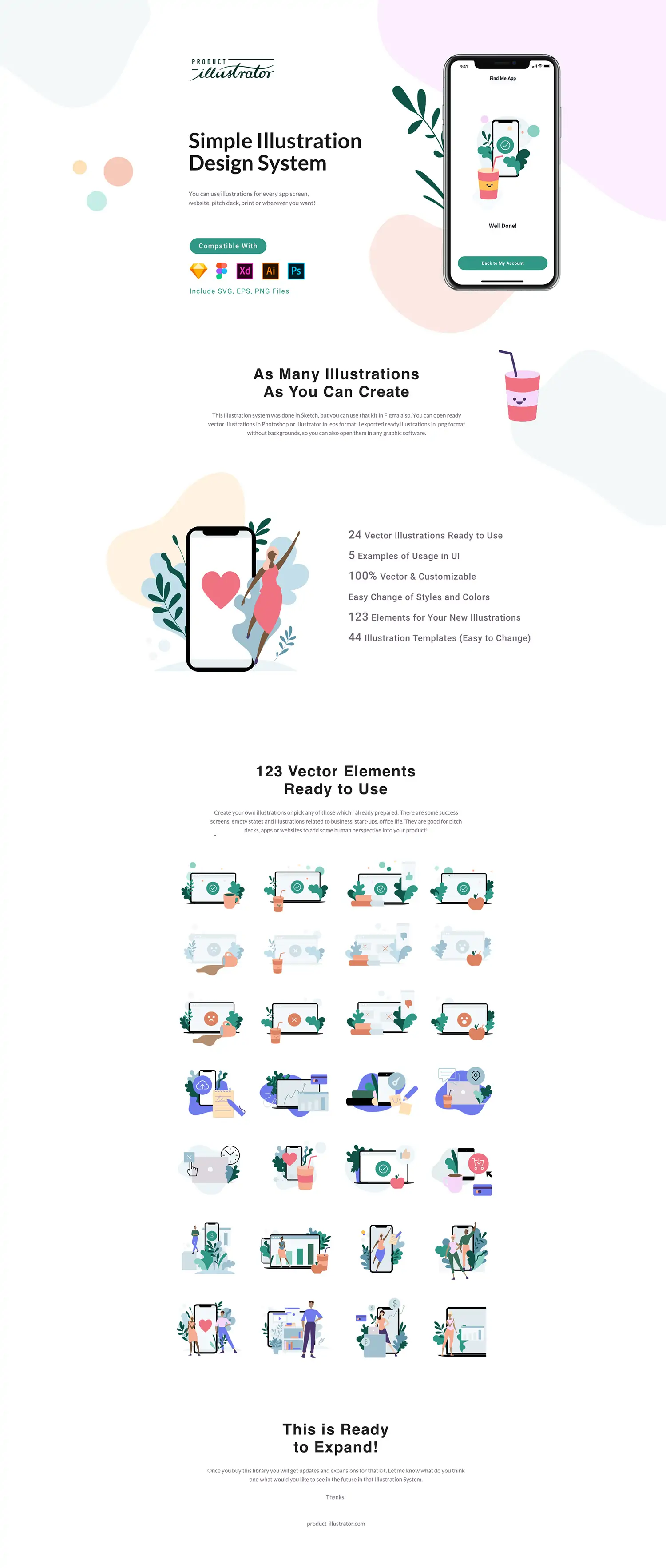手绘简约卡通商务电脑系统插图ai矢量设计素材Ilustration
