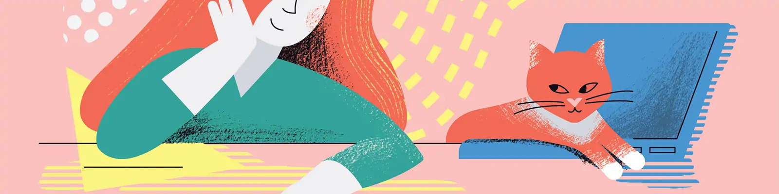 手绘可爱卡通人物工作生活涂鸦插图海报ai矢量设计素材Ilustration