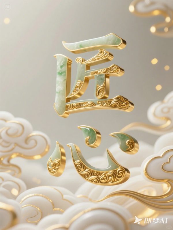 3D立体玉石和田玉珠宝品牌海报字体设计素材-即梦ai关键词描述咒语-Ai宇宙吧-