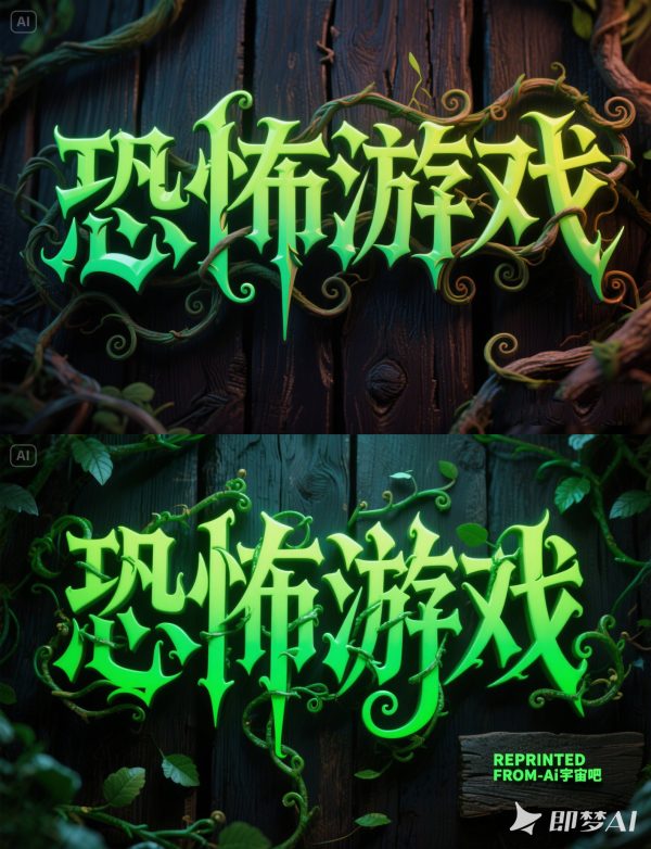 游乐园鬼屋恐怖短剧游戏小说电影海报字体设计素材-即梦ai关键词描述咒语-Ai宇宙吧-