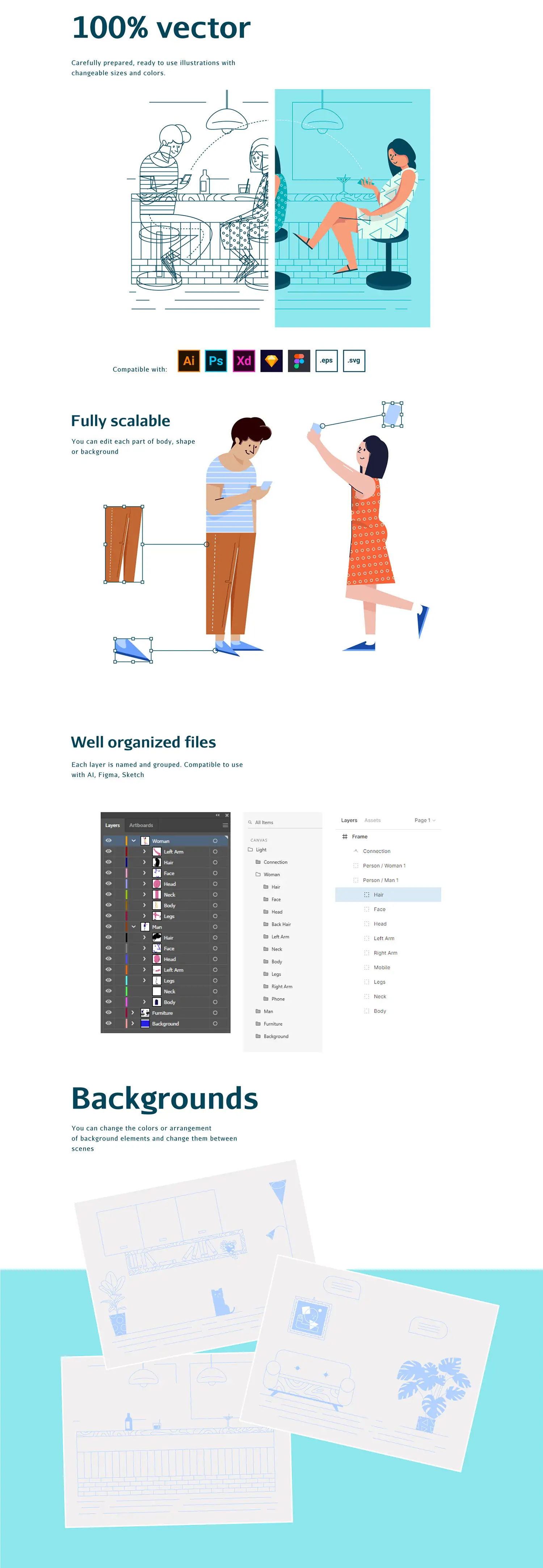 手绘卡通人物情侣约会场景插图ai矢量设计素材模版llustration