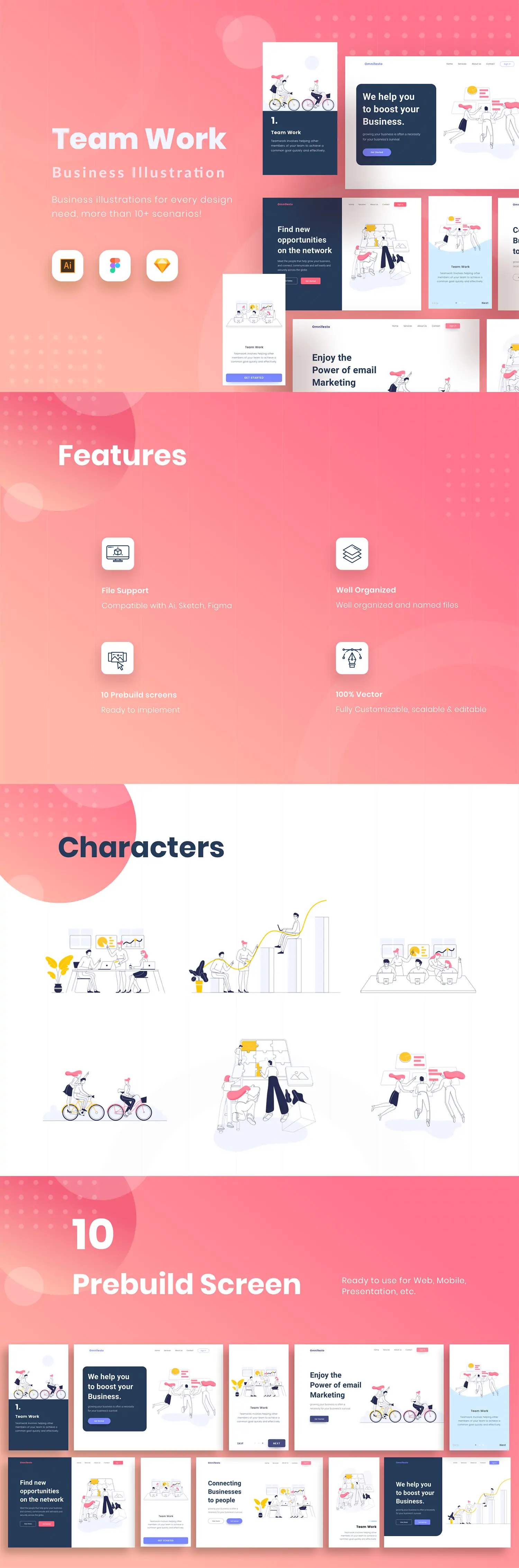 手绘卡通人物商务团队合作创业插图ai矢量设计素材模版llustration