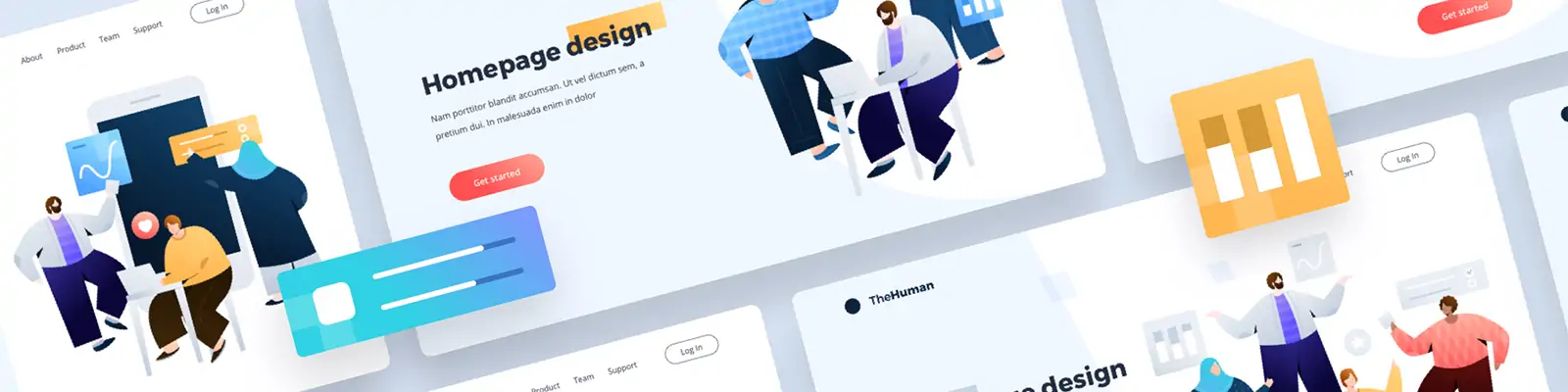 手绘商务卡通人物团队合作插图海报ai矢量设计素材模版llustration