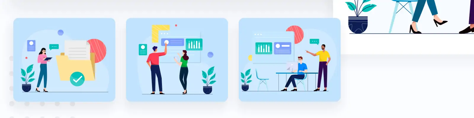 手绘商务卡通人物团队合作创业插图ai矢量设计素材模版llustration