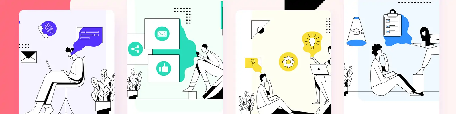 手绘商务线条人物工作创业插图ai矢量设计素材模版llustration