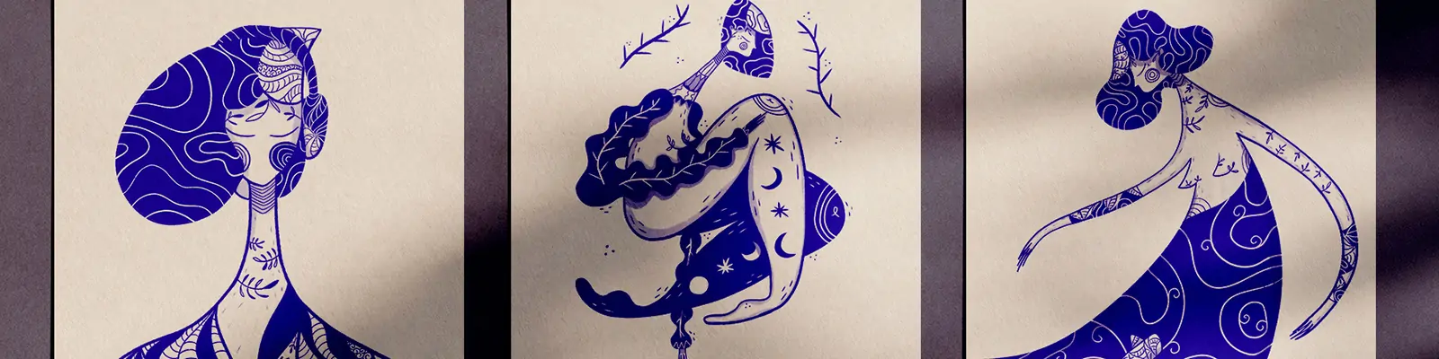 手绘抽象艺术关爱女性人物鲜花线条插图海报psd设计素材模版