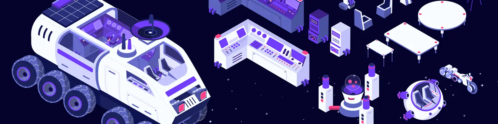 手绘卡通人物太空宇宙元素等距插图ai矢量设计素材模版llustration