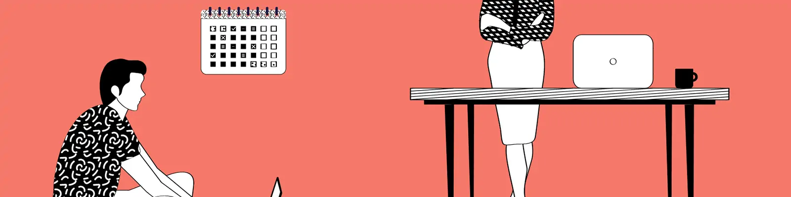 手绘商务卡通人物工作数据图表插图ai矢量设计素材模版llustrations