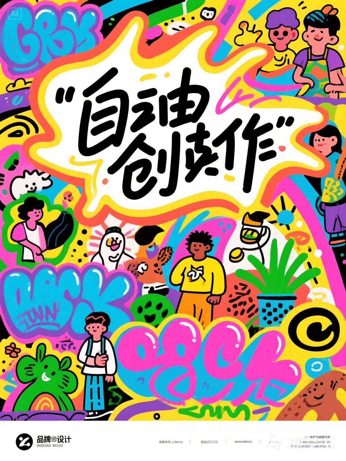 Midjourney - 手绘彩色可爱卡通儿童涂鸦个性活动海报-即梦ai关键词描述咒语 即梦Ai-Ai宇宙吧-