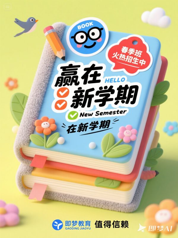儿童学习教育开学季招生培训活动海报字体设计素材-即梦ai关键词描述咒语-Ai宇宙吧-