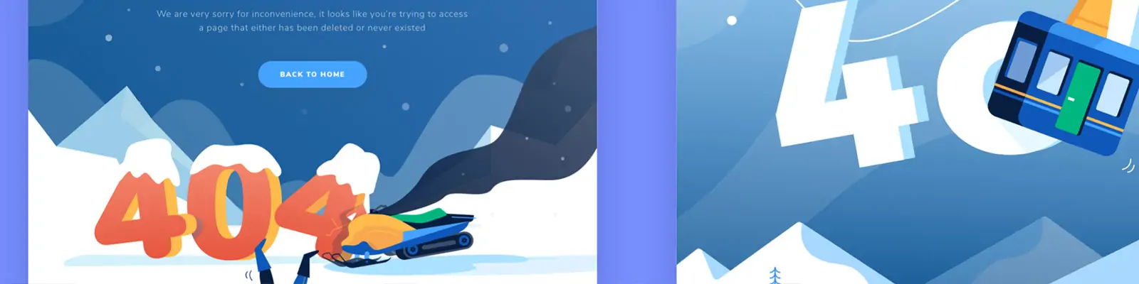 手绘冬季滑雪404错误页面插图海报ai矢量设计素材模版lllustrations