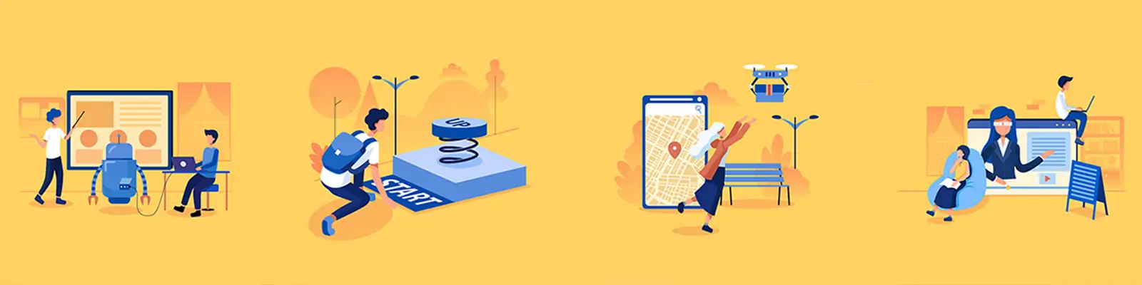 手绘商务卡通人物工作学习教育插图海报ai矢量设计素材模版lllustrations