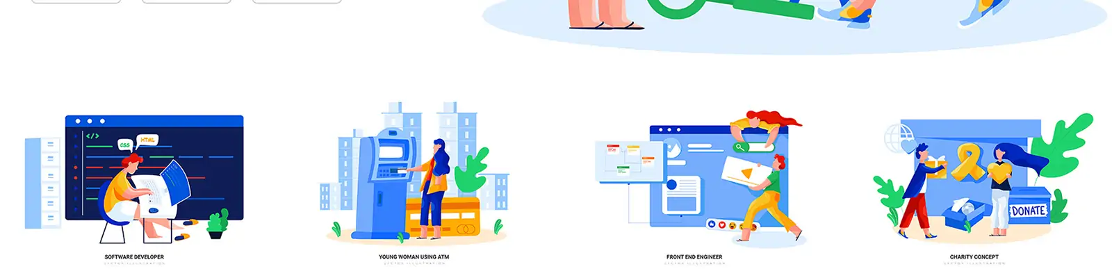 手绘商务卡通人物工作学习教育生活插图海报ai矢量设计素材模版lllustrations