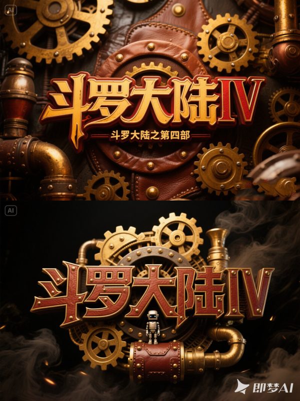蒸汽朋克风金属齿轮电影动画片标题封面海报字体设计素材-即梦ai关键词描述咒语-Ai宇宙吧-