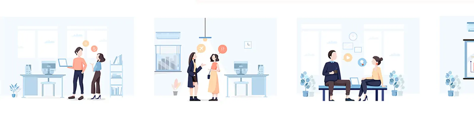 手绘卡通人物工作生活场景插图ai矢量设计素材模版llustrations