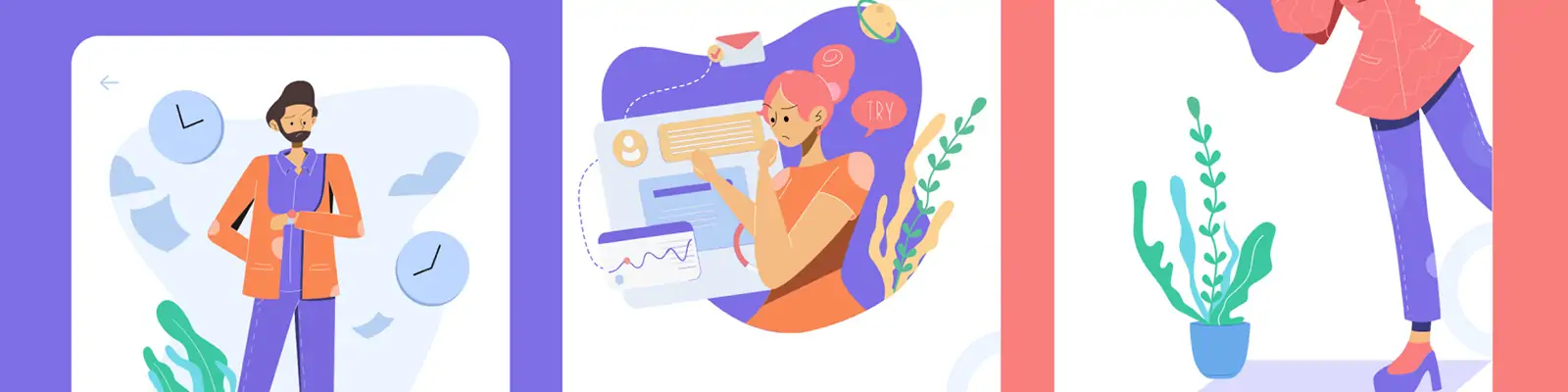 手绘卡通人物电商购物场景插图ai矢量设计素材模版llustrations