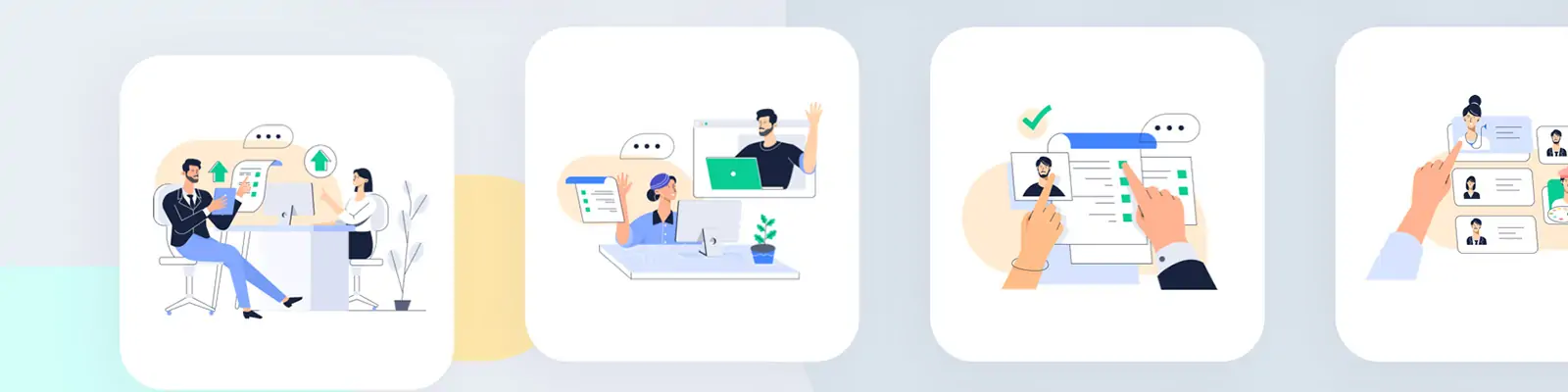 手绘卡通人物现代求职招聘插图ai矢量设计素材模版llustrations