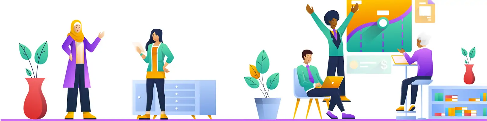手绘商务卡通人物工作元素插图海报ai矢量设计素材模版Illustrations
