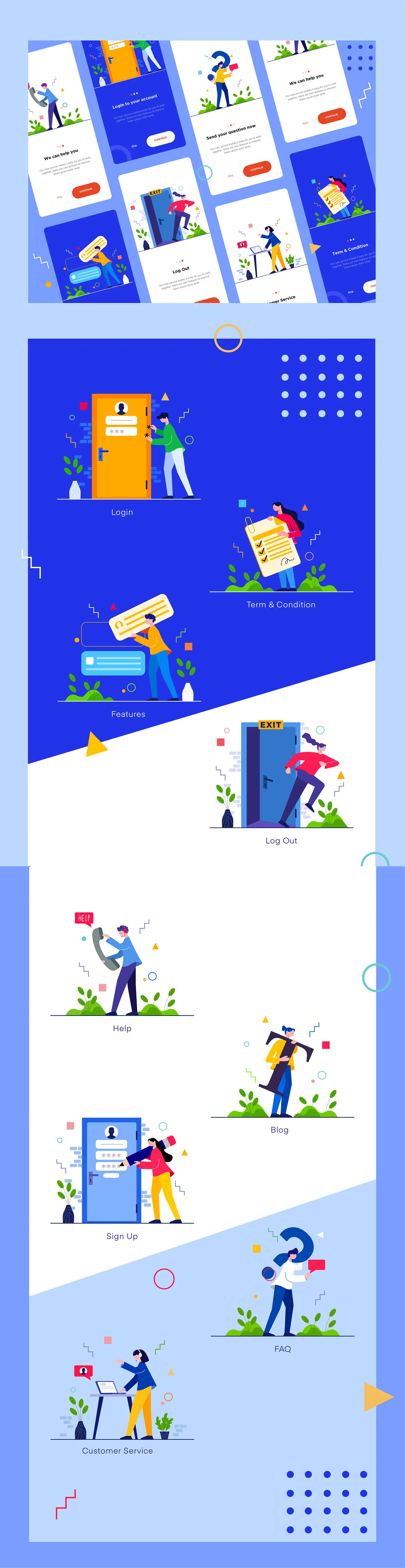 手绘商务卡通人物工作创业插图海报ai矢量设计素材模版Illustrations