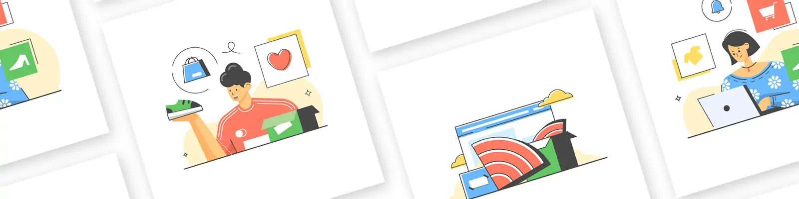 手绘商务卡通人物电商购物插图海报ai矢量设计素材模版Illustrations