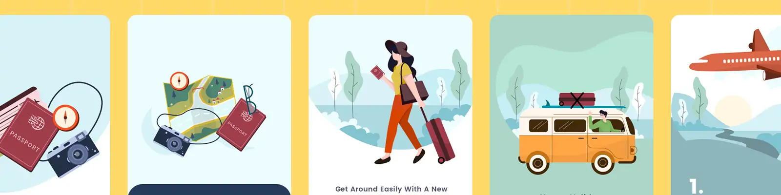 手绘卡通人物旅行度假场景插图海报ai矢量设计素材模版Illustrations