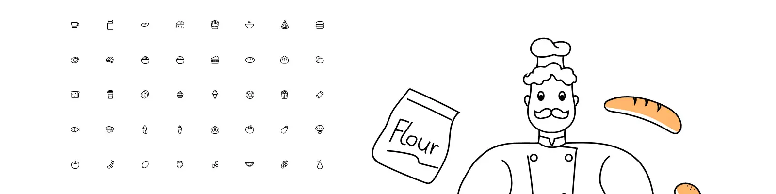 手绘迷你食品快餐饮料图标插图ai矢量设计素材模版illustrations